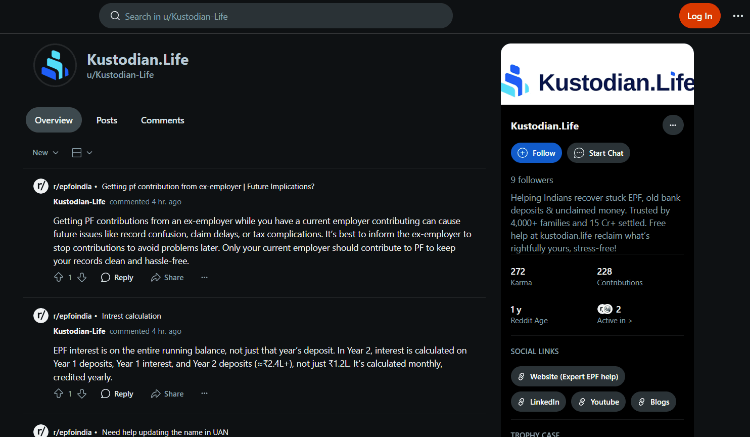Screenshot of Kustodian subreddit on Reddit